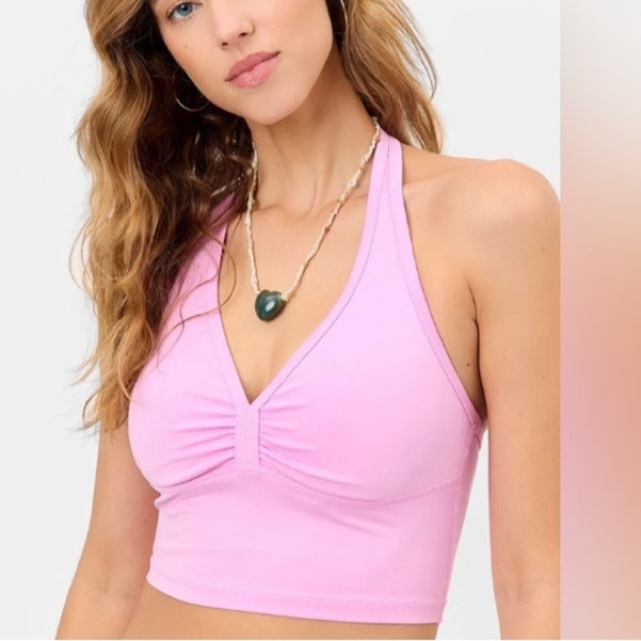 New! Frankies Bikinis Active Lively Halter Sports Bra pink 31039 - Picture 1 of 13